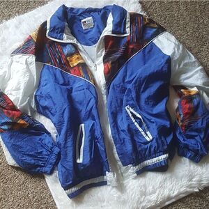 Bold Spirit Woman Vintage blue and white Windbreaker jacket Size 2X